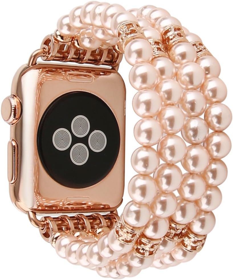 Thumbnail 1 de GEMEK Pearl Bead Apple Watch Strap (38/40/41mm) – Elastic Handmade Pink Bracelet Replacement