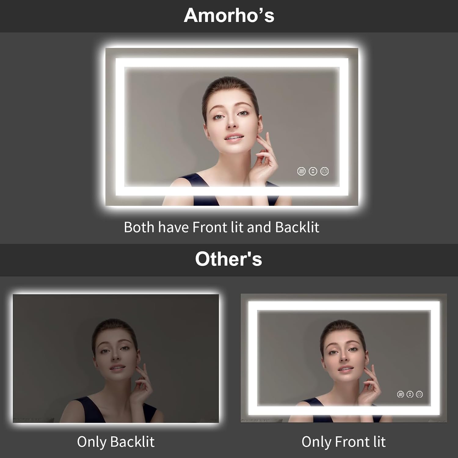 Thumbnail 4 de Amorho LED Bathroom Mirror 24" x 30" with Front & Back Lighting