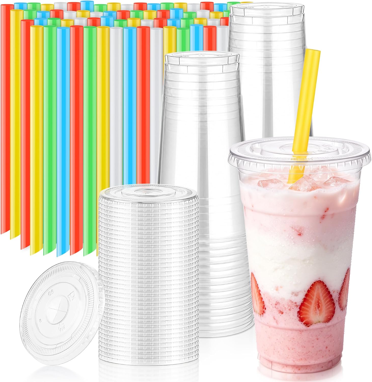 Detalle de DI QIU REN DQR-CA-56-24oz-100color wide straw 24 oz Clear Cups