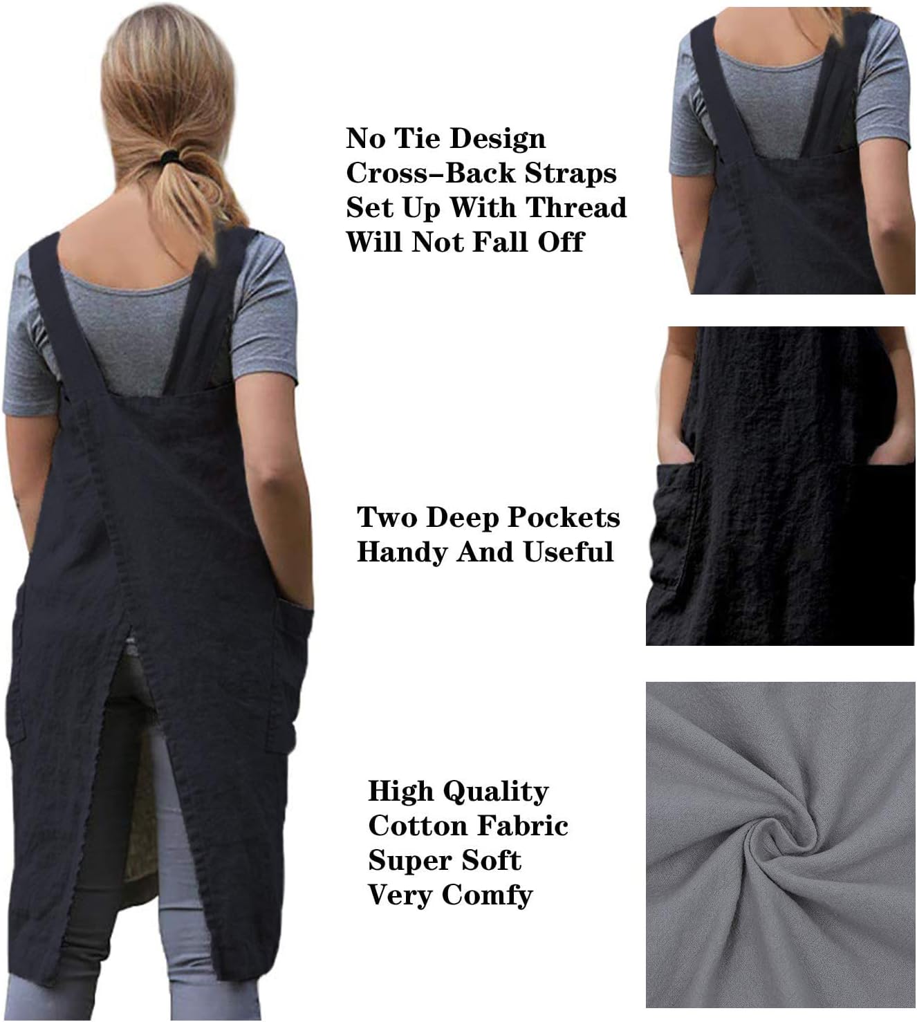 Detalle 1 de WROLEM Cross-Back Pinafore Apron, Cotton Blend