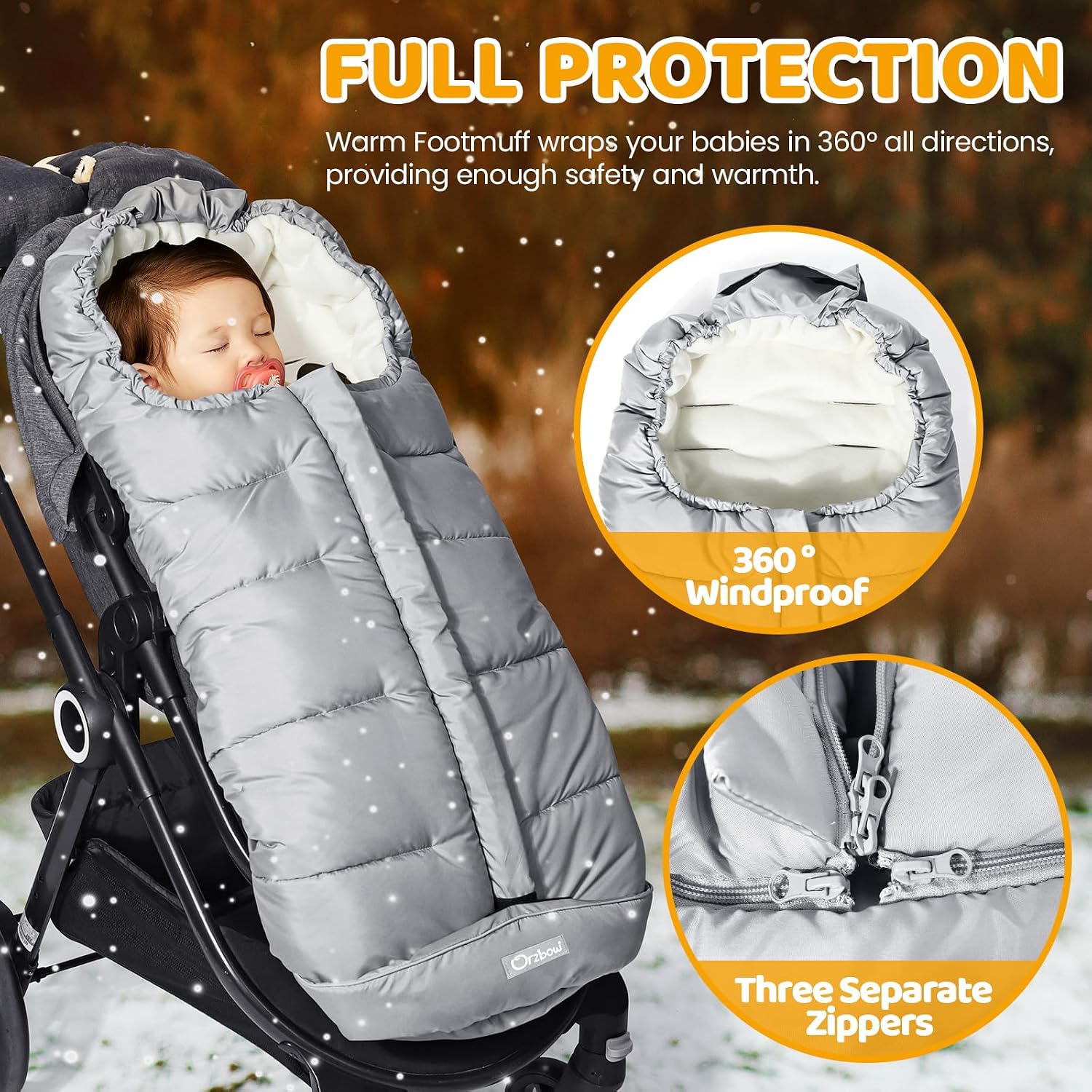 Detalle de Orzbow Fußsack Kinderwagen Winter 97×44 cm