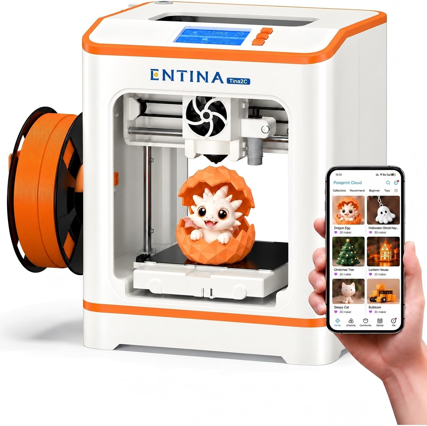 Detalle de Entina Tina2C Mini 3D Printer with Auto Leveling and WiFi App Control