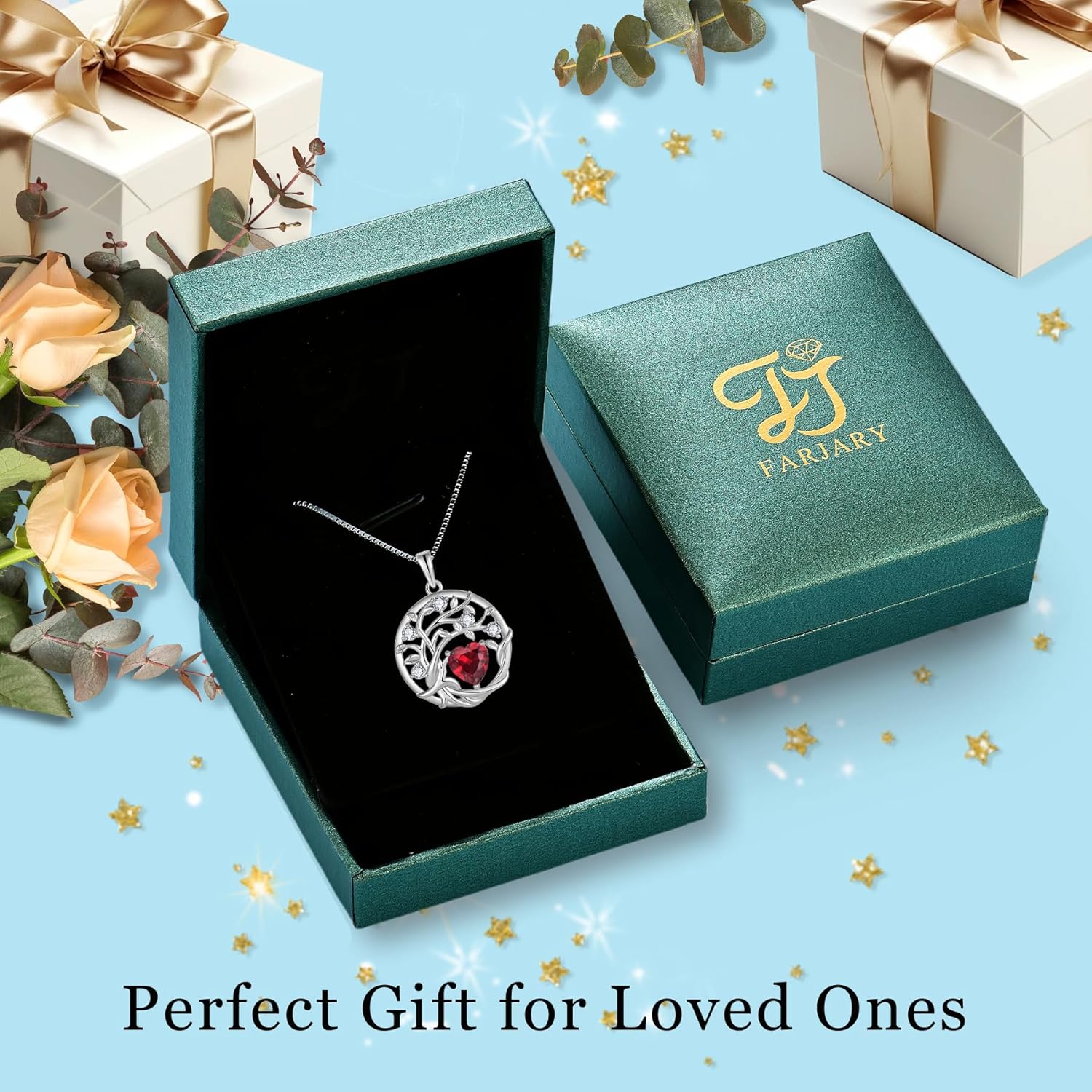 Thumbnail 5 de FJ Tree of Life Necklace 925 Sterling Silver Birthstone Pendant