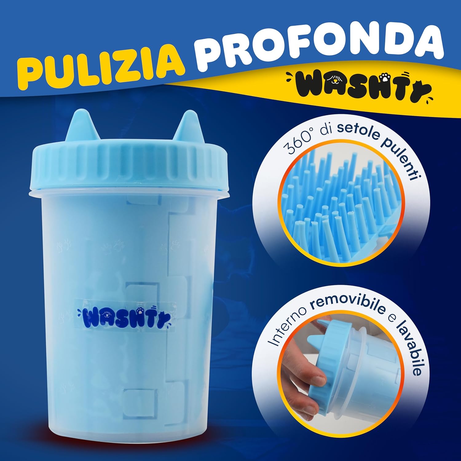 Detalle de Pulisci Zampe Cane in Silicone Morbido e PP Lavabile – Pulizia rapida e delicata per tutte le taglie