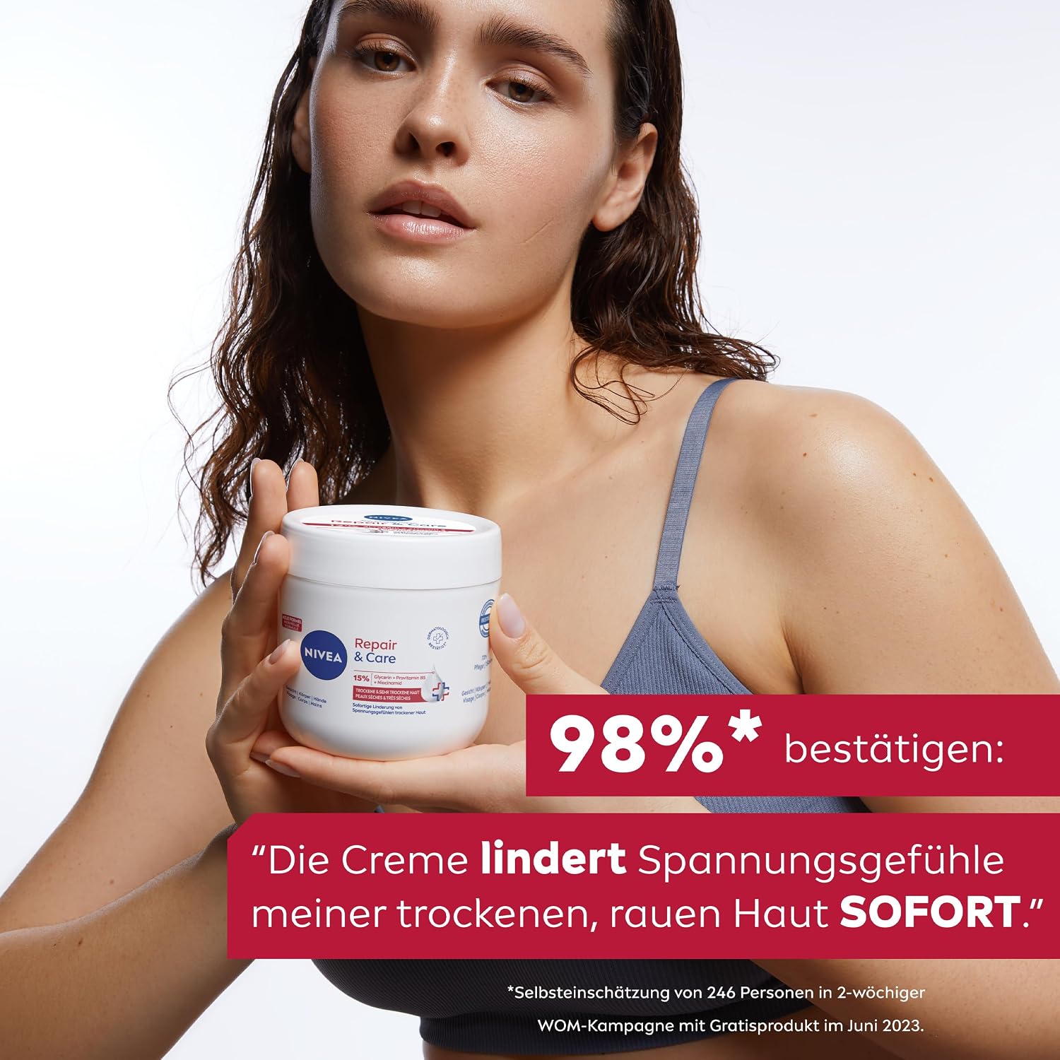 Detalle 2 de NIVEA Repair & Care Creme 400 ml – feuchtigkeitsspendende, nicht fettende Körpercreme für sehr trockene Haut