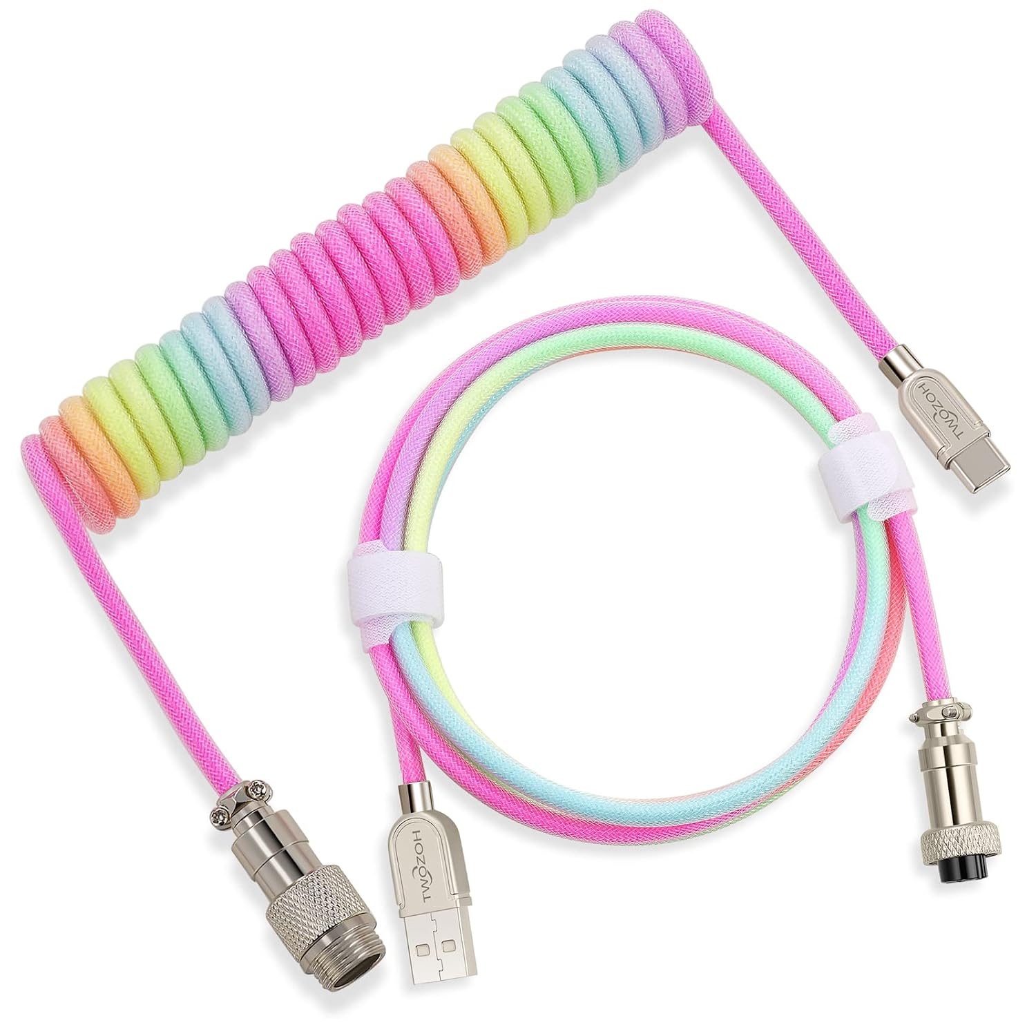Detalle de Twozoh USB C Spiralkabel Regenbogen