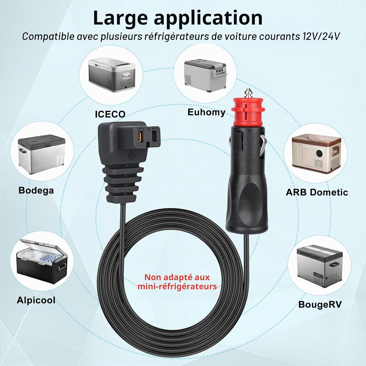 Detalle de vsshe verlengkabel voor autokoelbox, 3 m, 12–24 V, 10–16 A