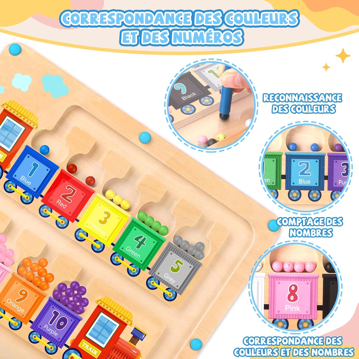 Thumbnail 4 de Jouets Montessori labyrinthe magnétique chiffres et couleurs pour enfants dès 3 ans