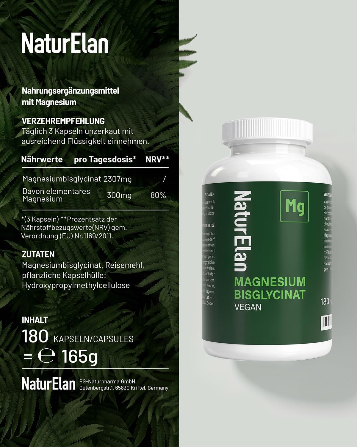 Thumbnail 4 de Magnesium Bisglycinat 300 mg Tagesdosis — 180 vegane Kapseln 💊