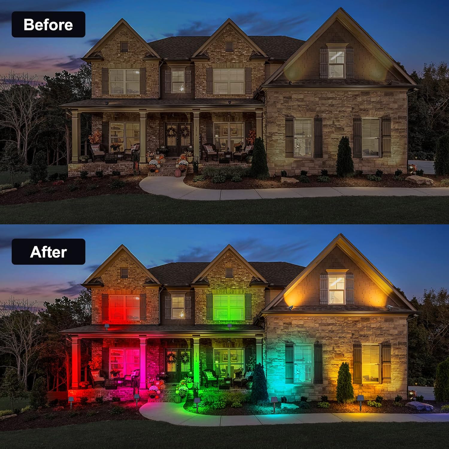 Thumbnail 5 de NATPOW Solar Spot Lights Outdoor Garden RGB (2 Pack) – 20 LEDs, IP65 Waterproof & Wall/Ground Mounting