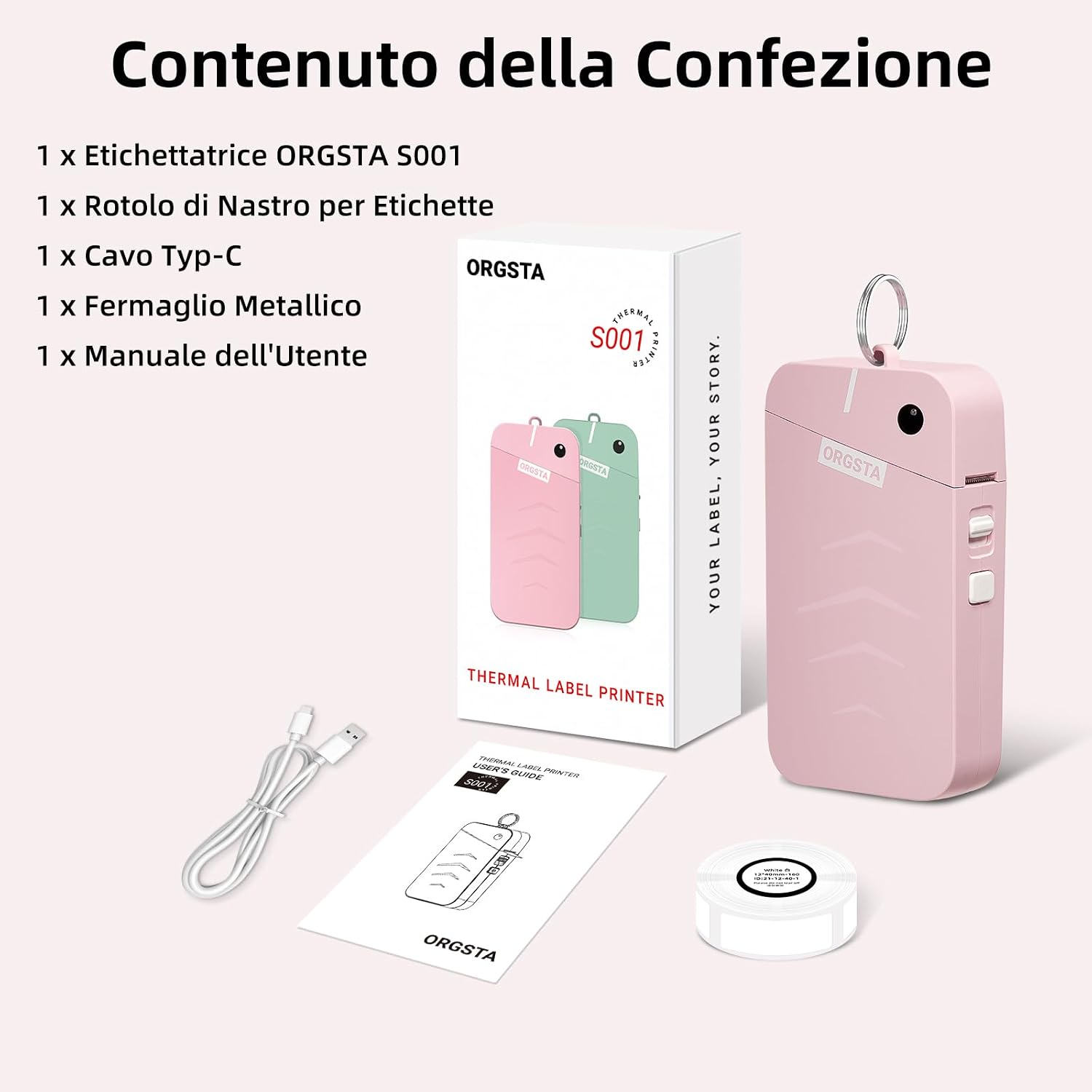 Thumbnail 6 de ORGSTA S001 etichettatrice portatile con stampa termica Bluetooth (203 DPI) e batteria 2000 mAh