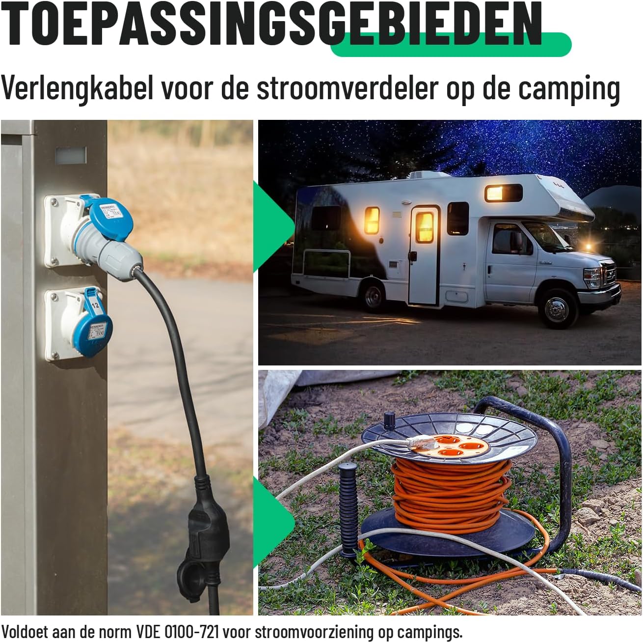 Detalle 2 de greate 16A CEE-adapter naar Schuko, 50 cm kabel en IP44
