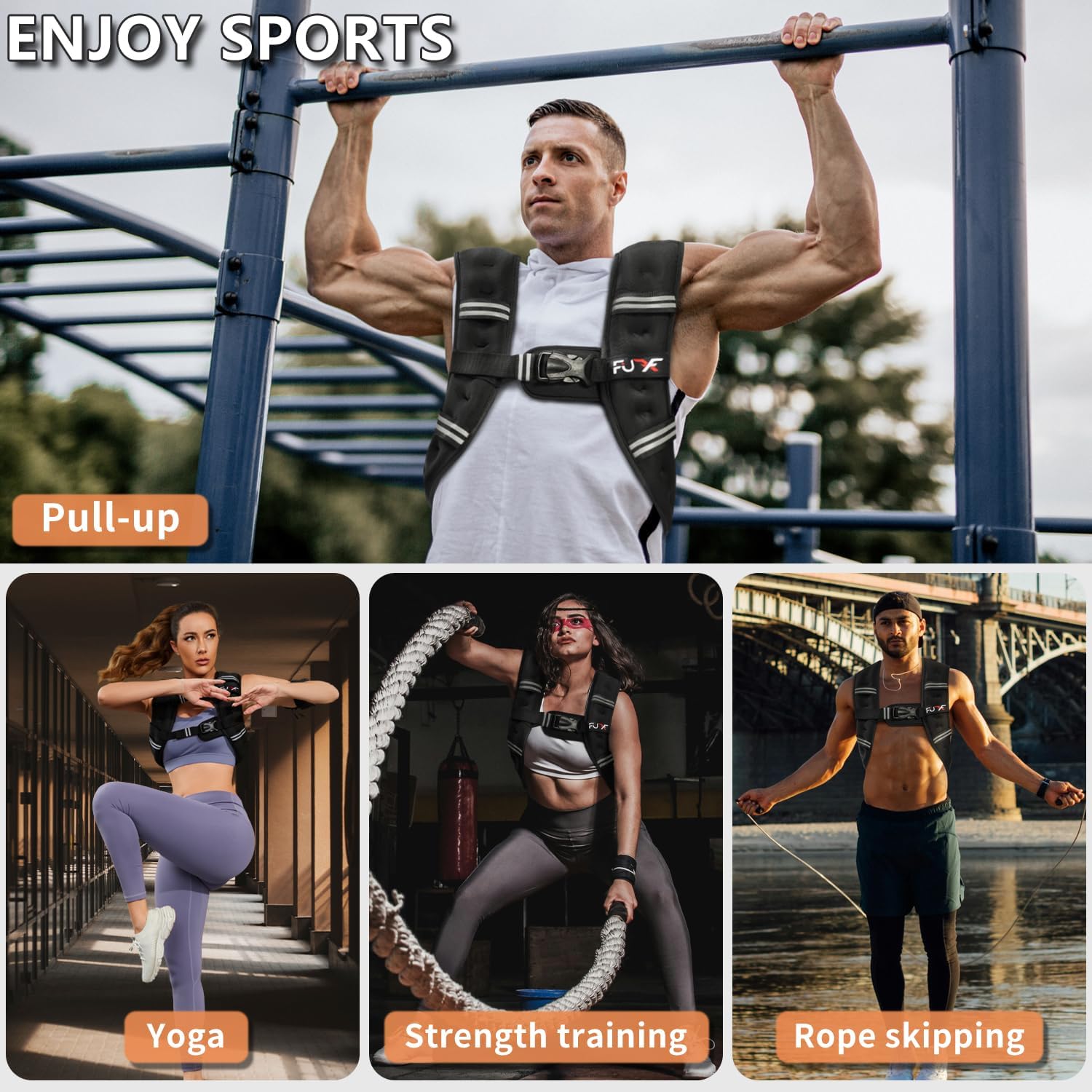 Thumbnail 6 de FUFF Weighted Vest for Women (5–30 LB) with Reflective Stripe for Walking, Running & Training