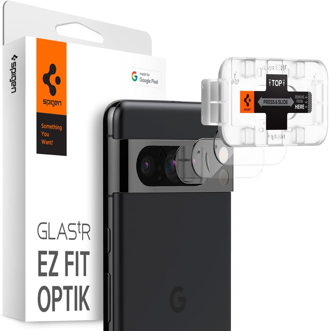 Protection d’objectif caméra arrière en verre trempé Spigen Glas.tR EZ Fit pour Google Pixel 8 Pro (2 pièces) – Claire, 9H