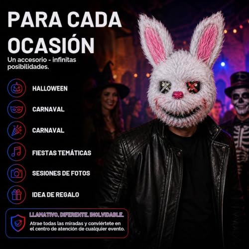 Detalle 2 de TK Gruppe Timo Klingler máscara de conejo de terror para Halloween y carnaval