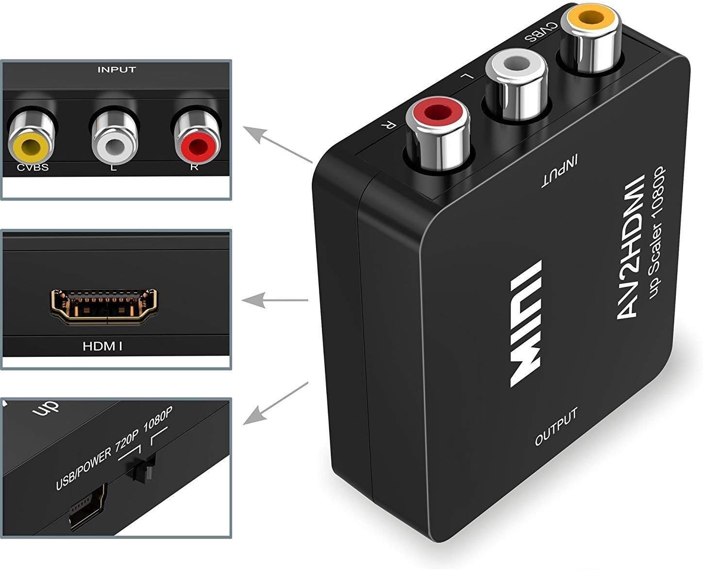 Detalle 2 de Amtake RCA‑auf‑HDMI Konverter 1080P für VHS/PS2/Retro