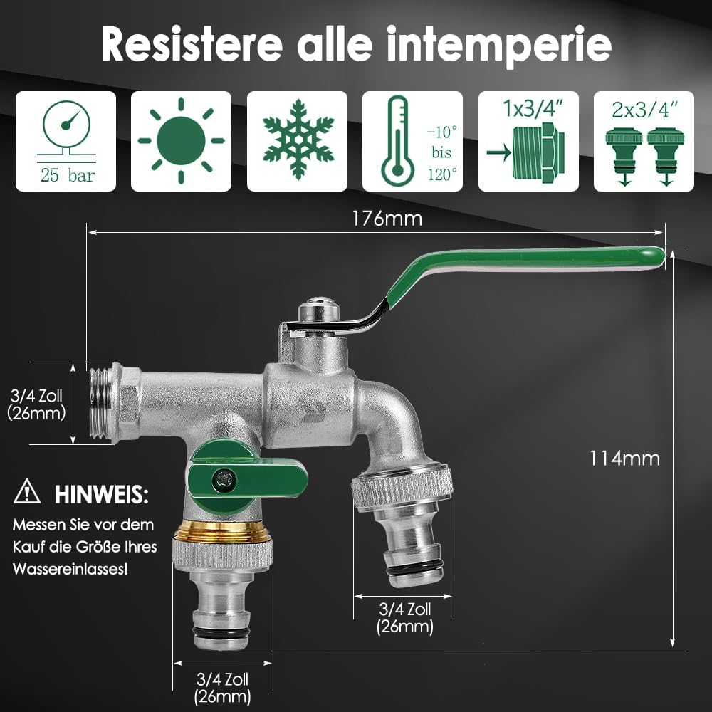 Detalle 2 de SPGOOD Doppel Garten-Wasserhahn 3/4 Zoll