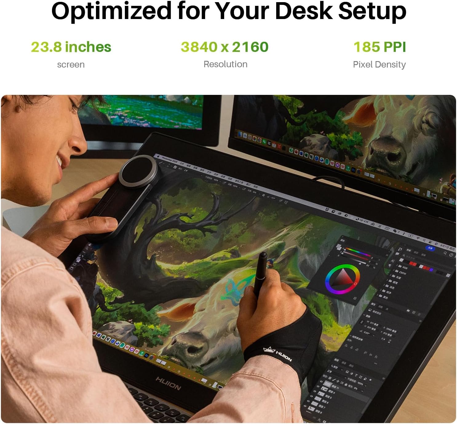Detalle 2 de HUION GT2402 Kamvas Pro 24 (Gen 3) 4K Touch Drawing Display