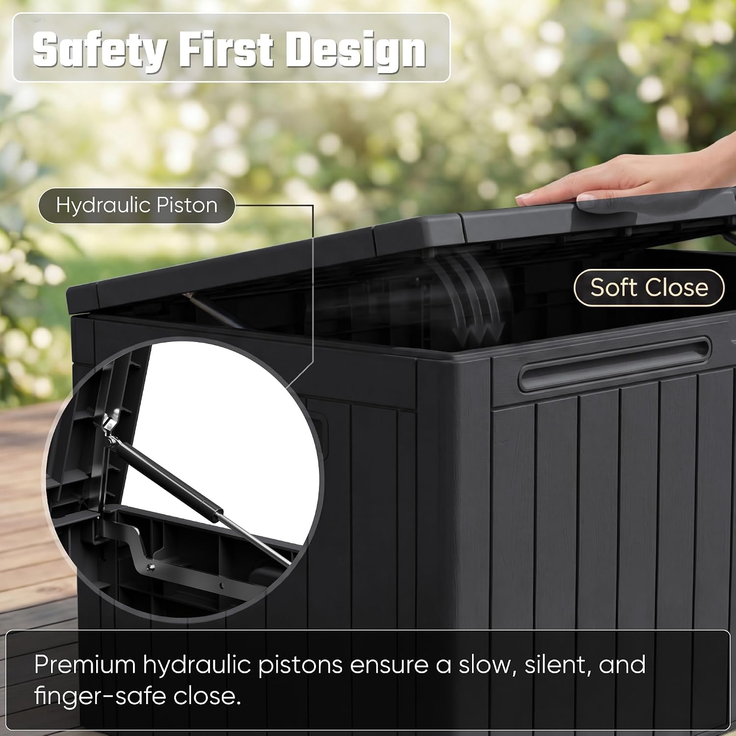 Thumbnail 3 de Greesum GS-PSB26 110-Gallon Outdoor Storage Box, Lockable Dark Black Deck Box