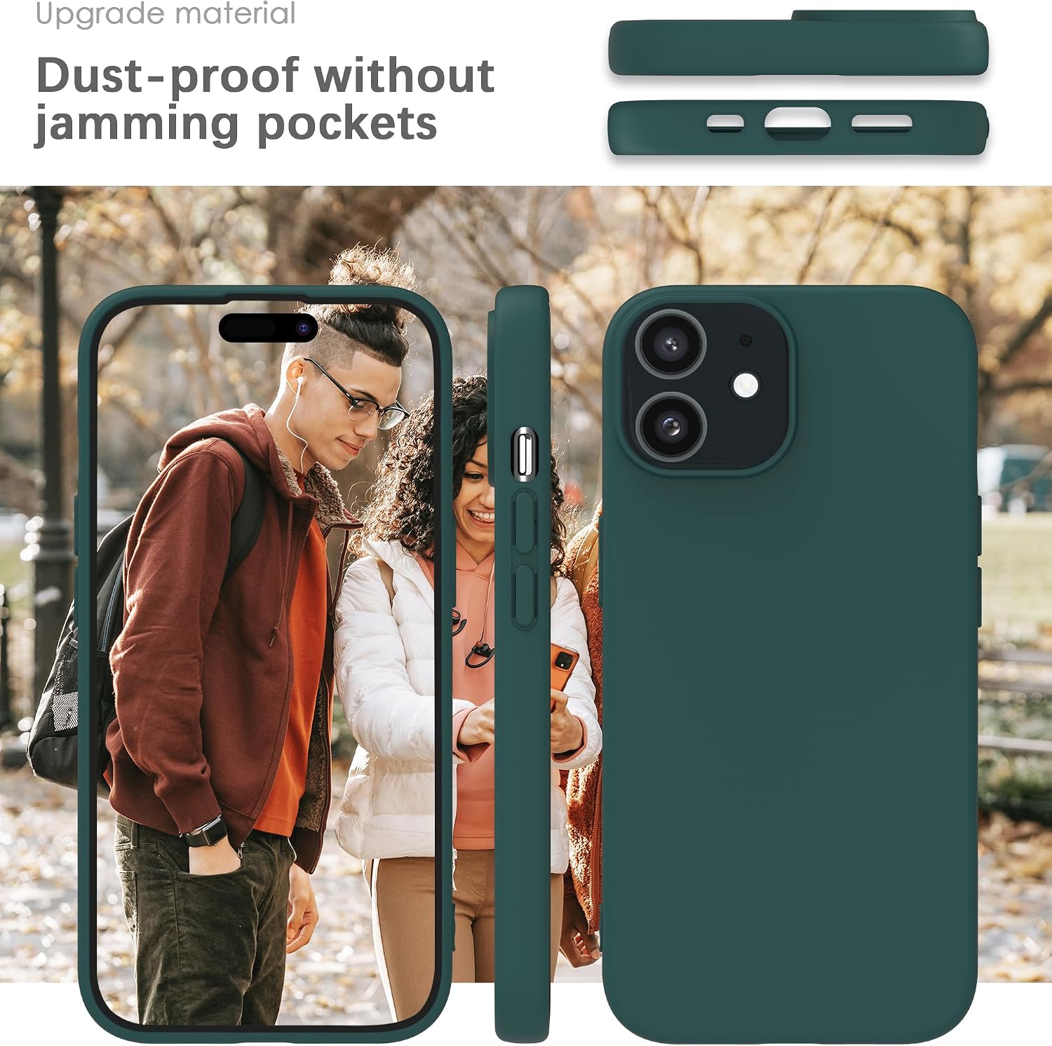 Thumbnail 6 de YATWIN Silicone Case for iPhone 12 Mini (Dark Green) – Soft-Touch, Shockproof & Dustproof Full-Body Protection