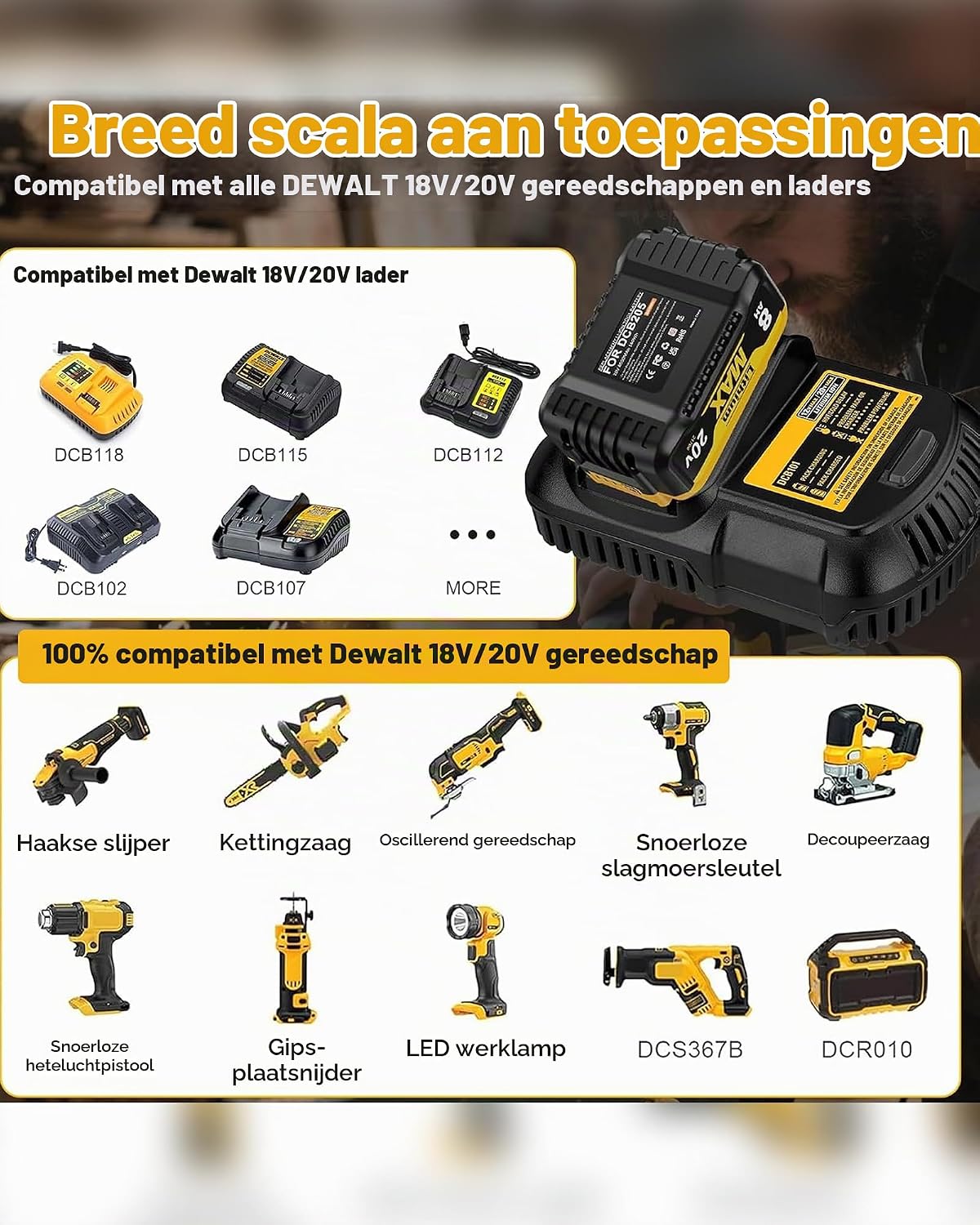 Detalle 1 de Hamvolty DCB184 vervangingsaccu 18 V, 5,0 Ah, set van 2 met ledindicator