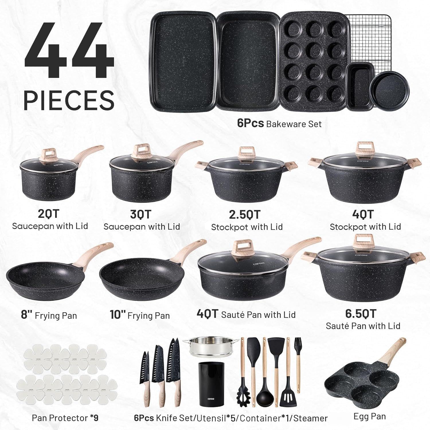 Thumbnail 1 de CAROTE Cookware Set, Die-Cast Aluminum