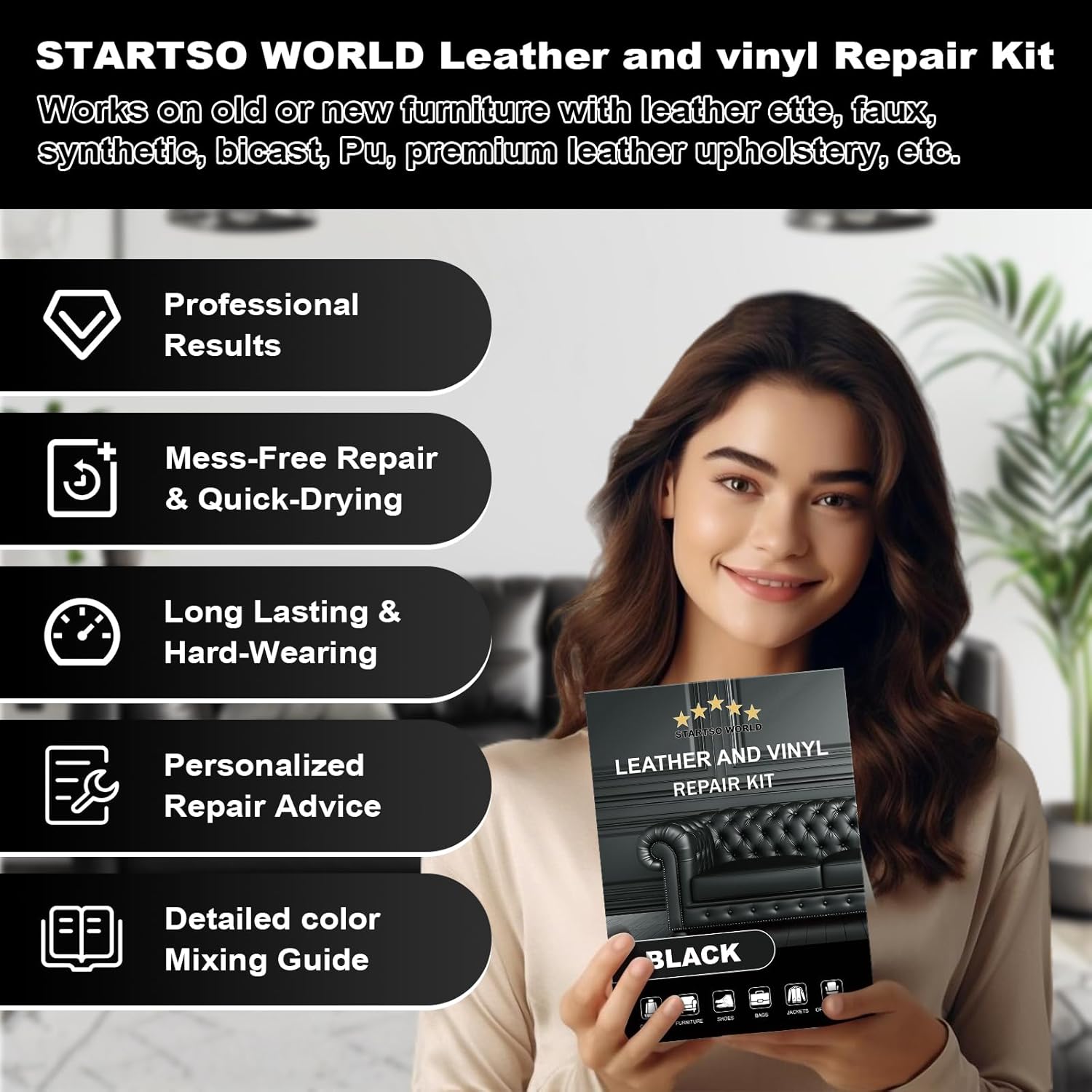 Detalle de STARTSO WORLD Leather Repair Kit for Furniture
