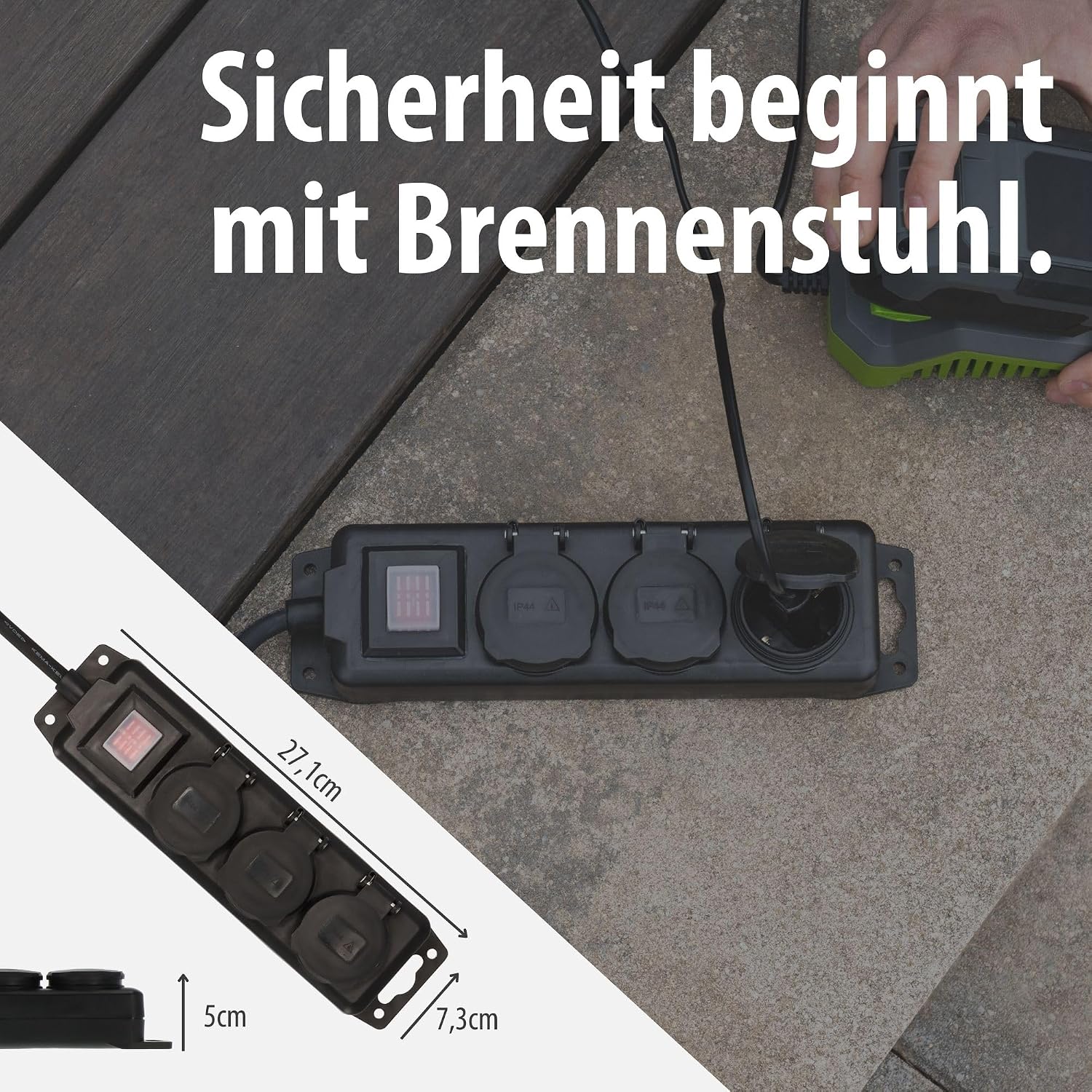 Thumbnail 4 de Brennenstuhl Steckdosenverteiler IP44 3-Fach – Outdoor-Verteiler mit Schalter