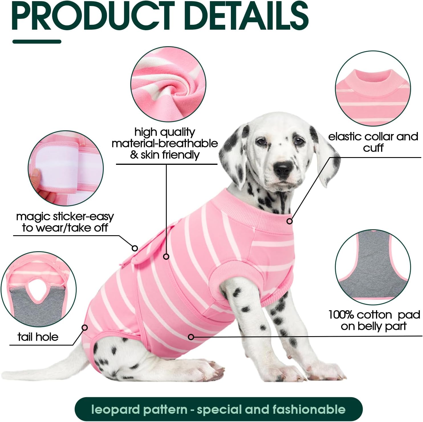 Thumbnail 2 de Kuoser Combinaison de récupération pour chien après chirurgie – tailles XS à XXL