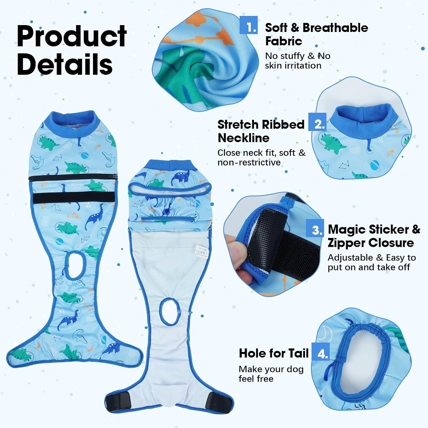 Detalle 2 de Lelepet Dog Nappy Female – Reusable, Washable Dog Incontinence and Heat Pants (XL) in Blue