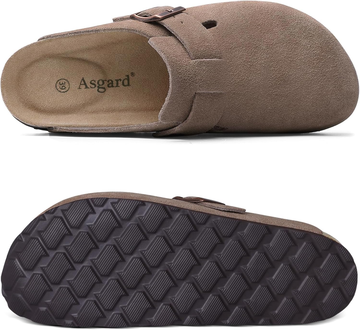 Thumbnail 2 de Asgard Genuine Suede Clogs with Arch Support Cork Footbed for Women & Men Leather Mules