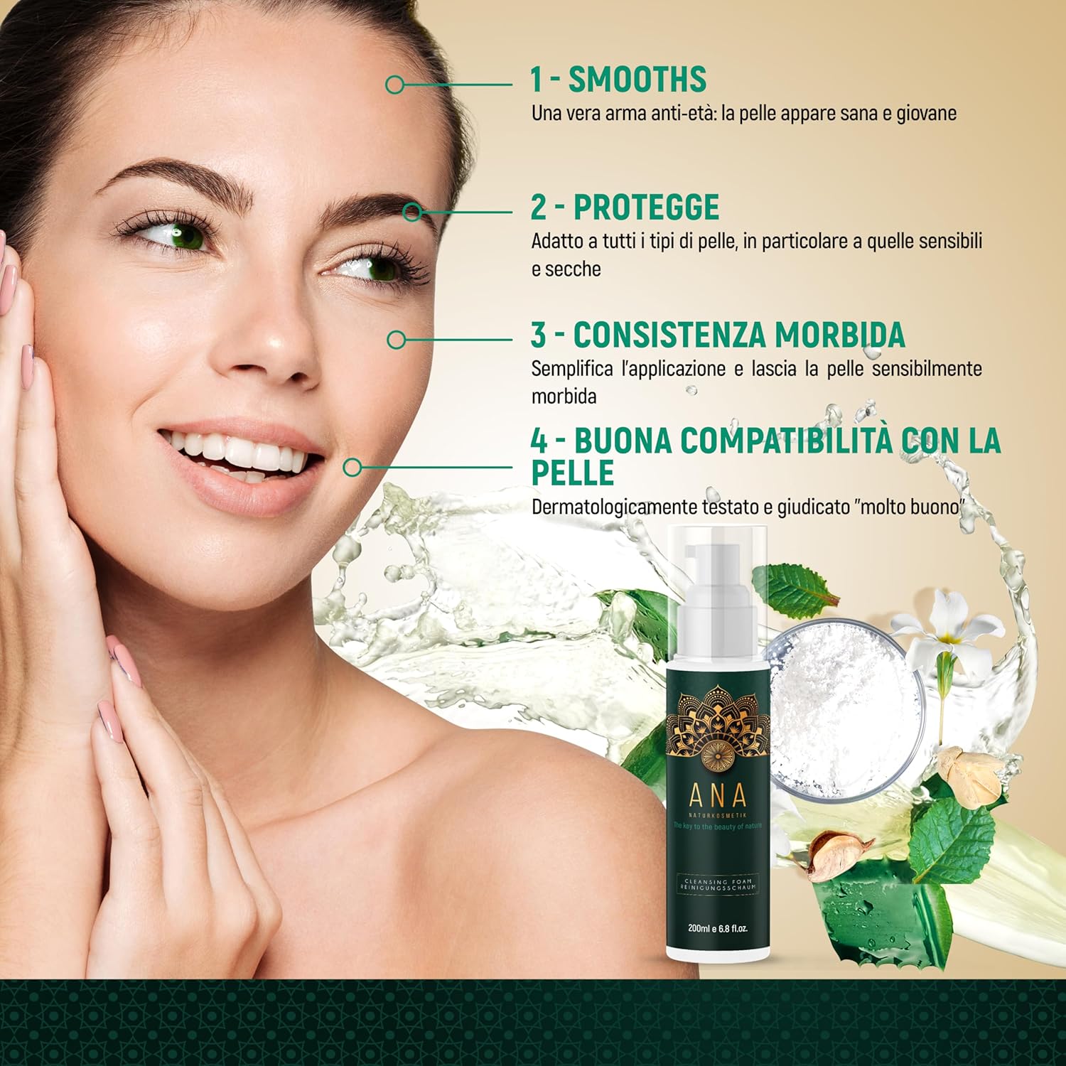 Thumbnail 2 de ANA Naturkosmetik Cleansing Foam – schiuma detergente delicata e idratante all’aloe vera, per pelli sensibili