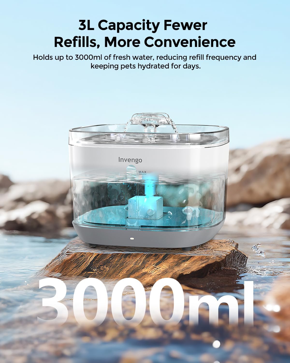 Thumbnail 6 de Invengo Wireless Water Fountain for Cats and Dogs (3L, Stainless Steel)