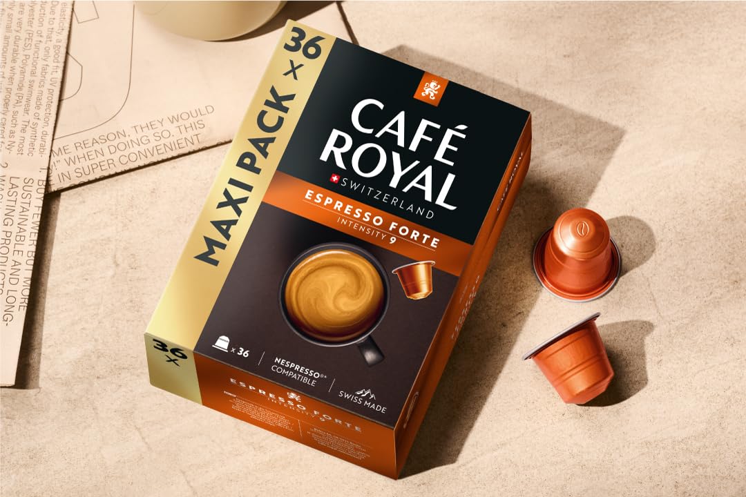 Detalle de Café Royal Espresso Forte – Nespresso-kompatible Kapseln, 36 Stück, 100% Arabica
