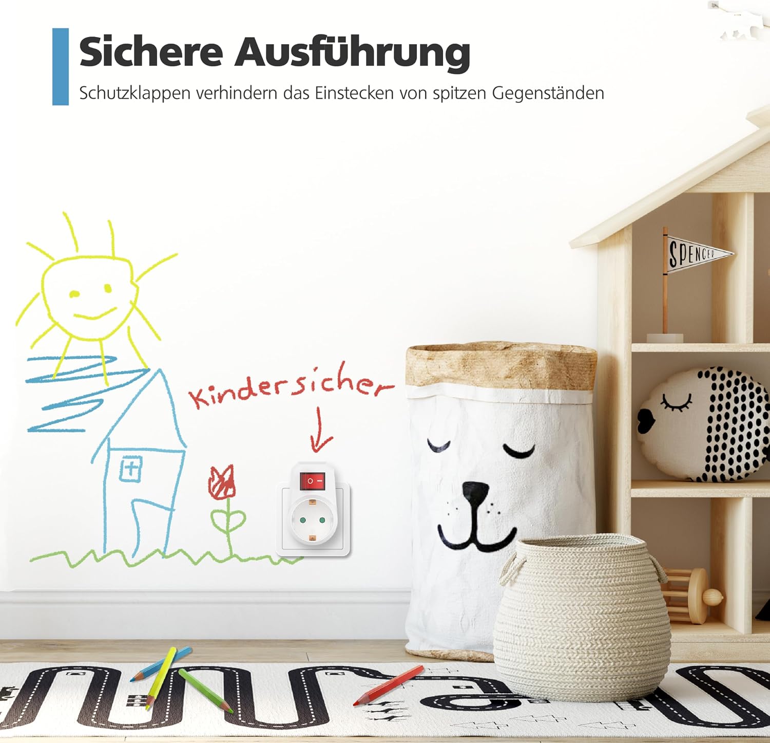 Thumbnail 4 de benon 3er-Set Steckdosen-Adapter mit Schalter und Kindersicherung (Schuko, bis 3680 Watt)