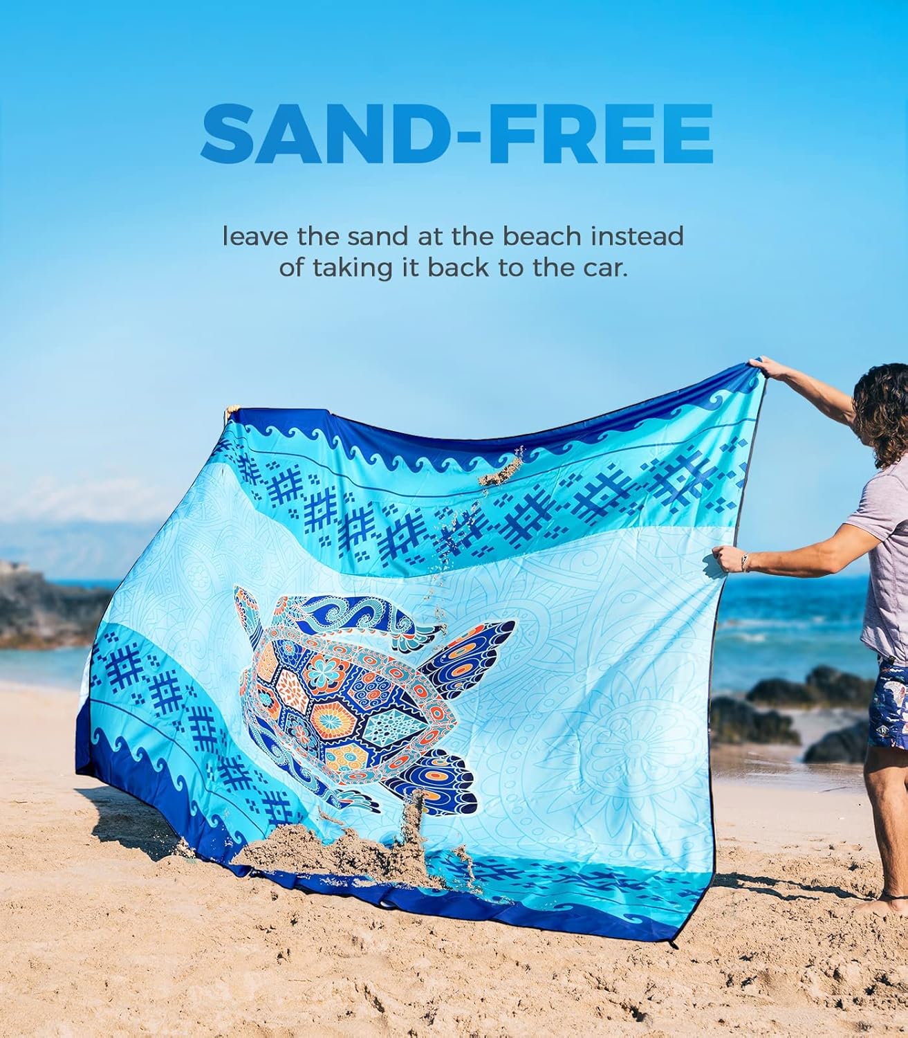 Detalle de OCOOPA Stranddecke sandfrei – Extra groß, wasserdicht, leicht und tragbar