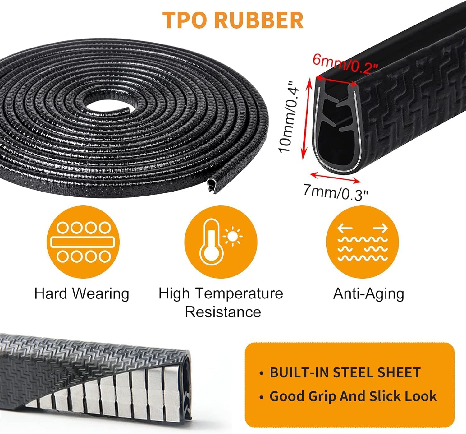 Thumbnail 1 de Car Door Edge Guard Protector Strips (U-Shape) in Rubber – Door seal trim for metal edges, 4m roll
