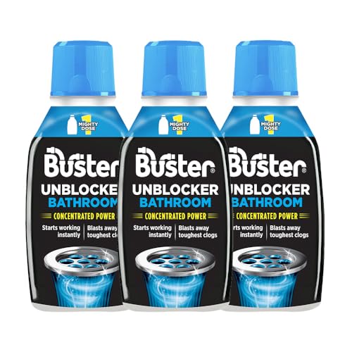 Buster Bathroom Drain Unblocker (Pack of 3 x 300ml) – Fast, effective plughole clear