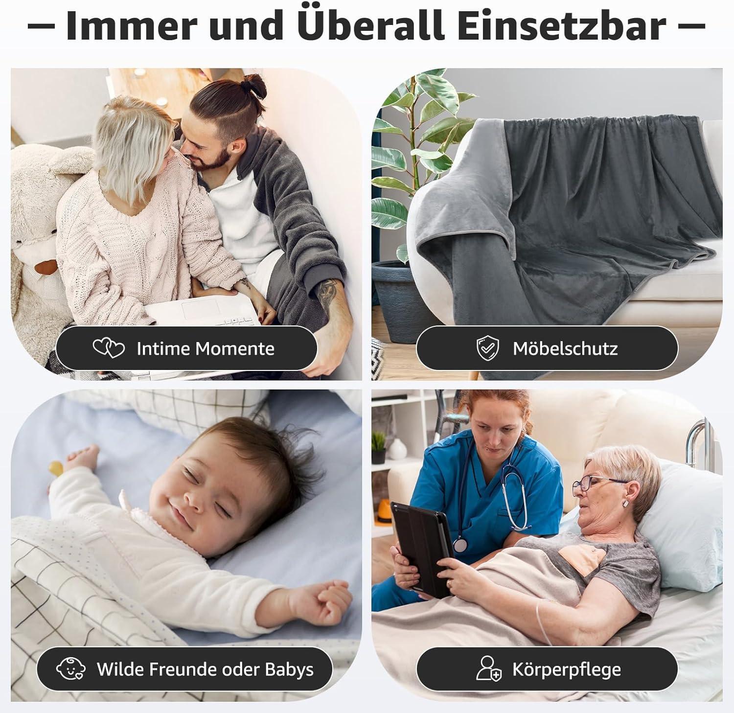 Thumbnail 5 de PICK FOR LIFE wasserdichte Decke Liebesdecke Wendbare Flanell Hundedecke 203x229 cm – Vielseitige Allzweckdecke für Bett, Sofa, Auto und unterwegs