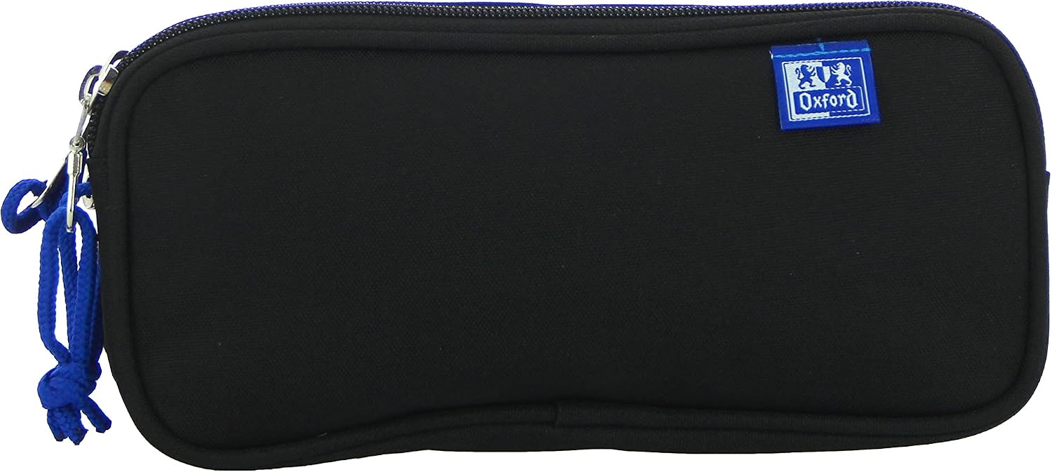 Thumbnail 1 de Astuccio scuola Oxford a 3 scomparti con elastico in gomma e tripla cerniera, nero