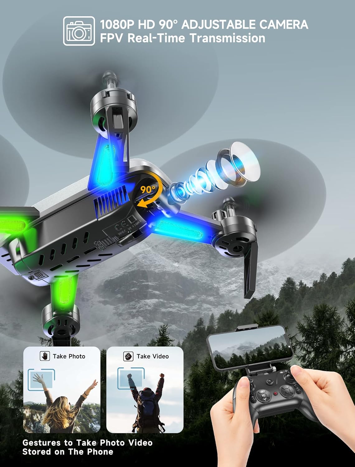Thumbnail 1 de Wipkviey T6 Drone with Camera (1080P HD) – Long-distance FPV quadcopter for adults and beginners