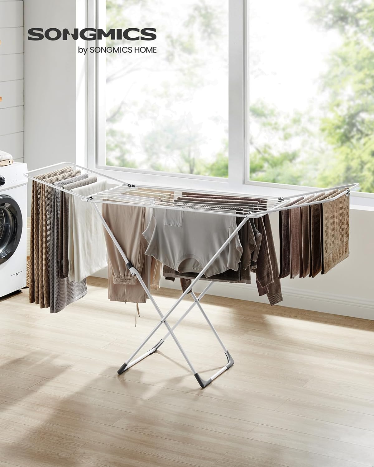 Thumbnail 1 de SONGMICS LLR540W01 : étendoir à linge pliable sur pieds avec 17 barres