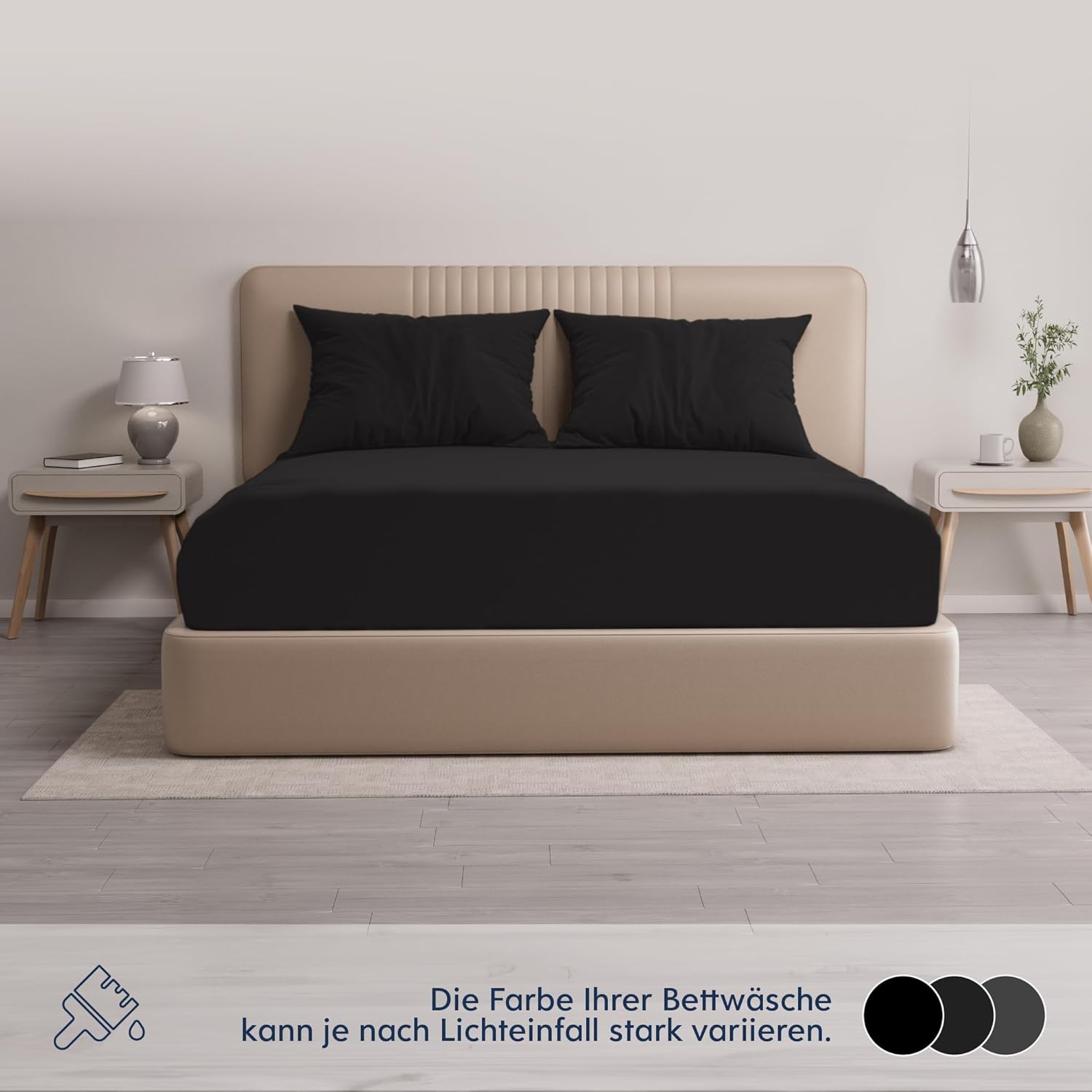Detalle de Dreamzie Premium Topper Spannbettlaken 140x200 cm / 160x200 cm – Jersey Baumwolle, OEKO-TEX, extra niedrige Seitenhöhe