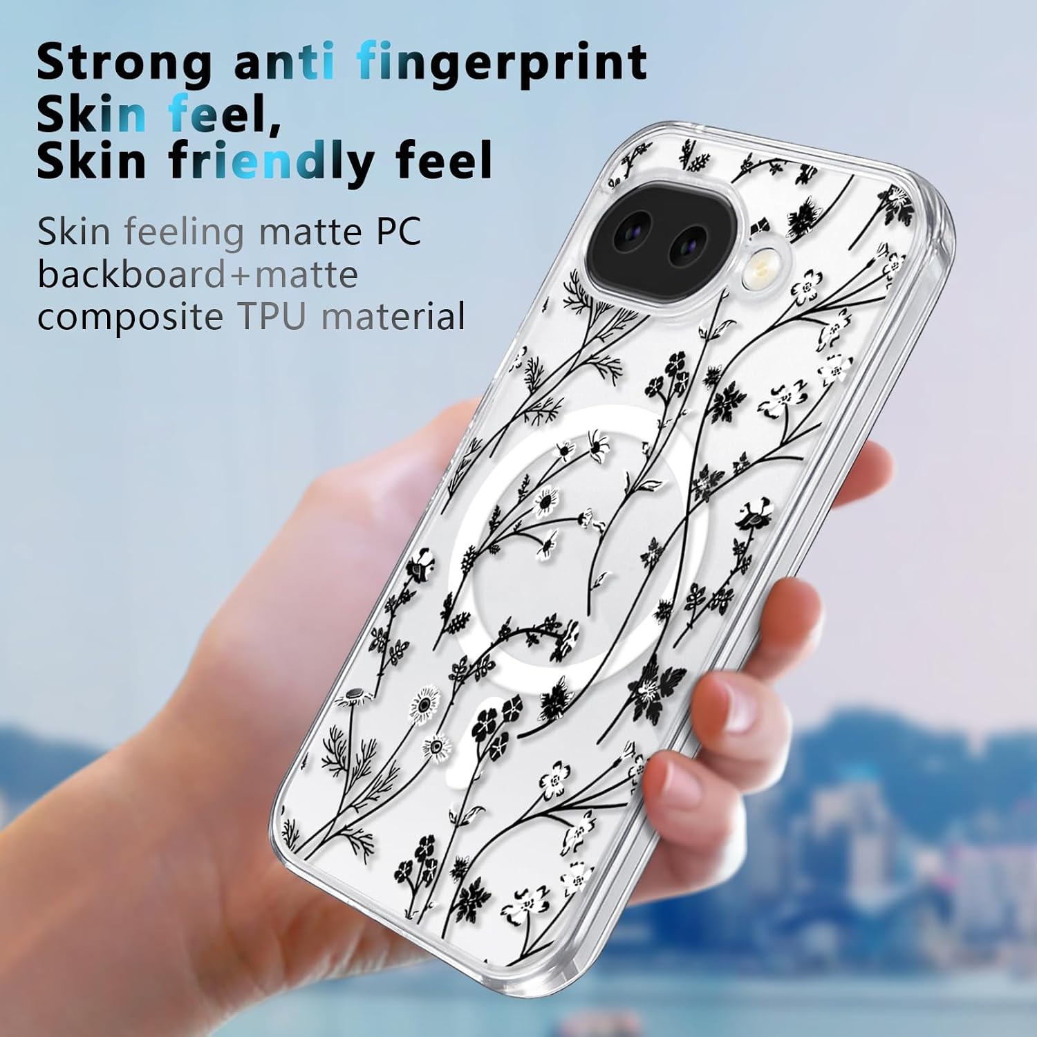 Detalle 1 de Oxytter Google Pixel 10A Magnetic Case, Clear Matte Floral TPU and PC Cover