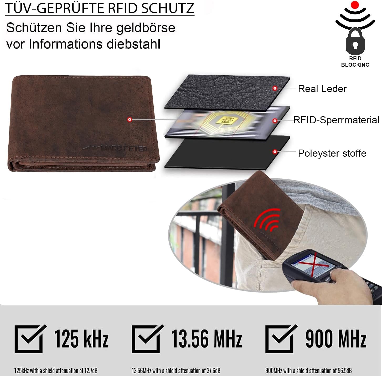 Thumbnail 4 de Marc Peter Oslo Geldbörse Herren RFID Braun