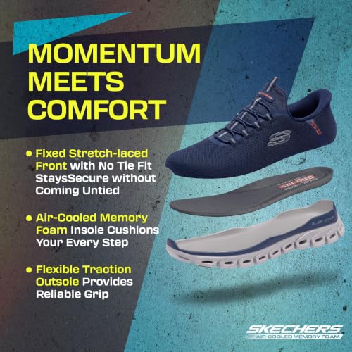 Detalle 2 de Skechers Glide-Step Noxus, zapatillas sin cordones para hombre, azul marino