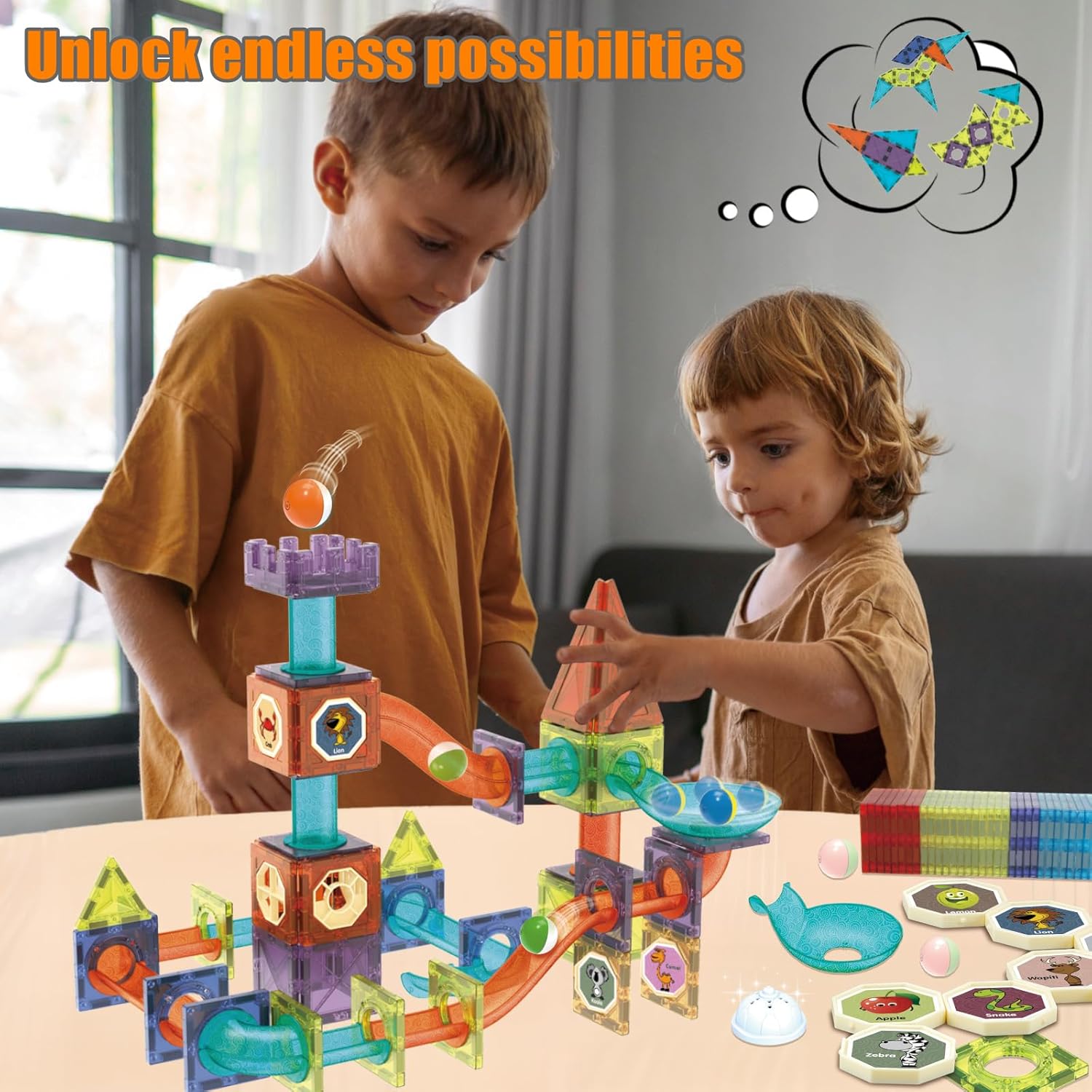 Thumbnail 4 de BINZKBB Magnetic Tiles with LED Lights 144 pcs