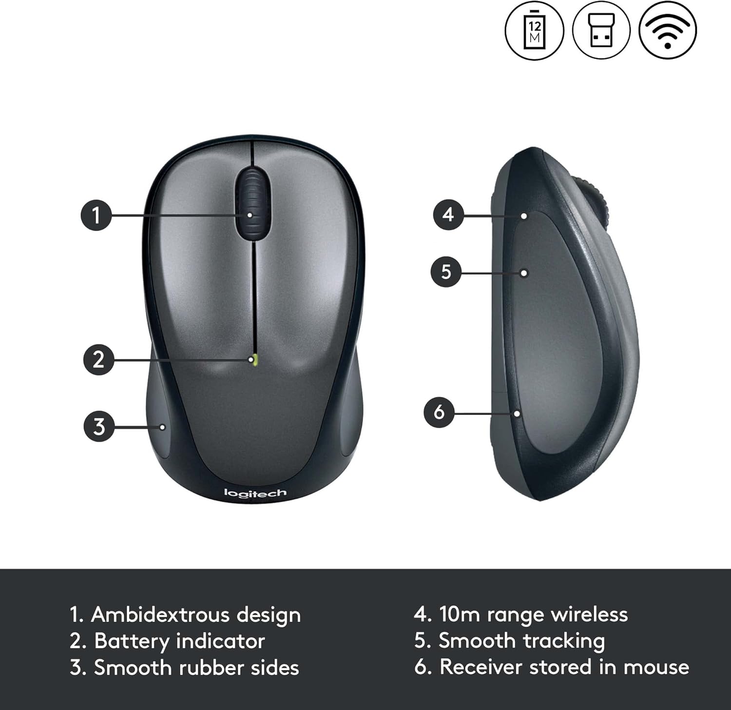 Thumbnail 5 de Logitech M235 Ratón inalámbrico 💻 1000 DPI, 12 meses autonomía