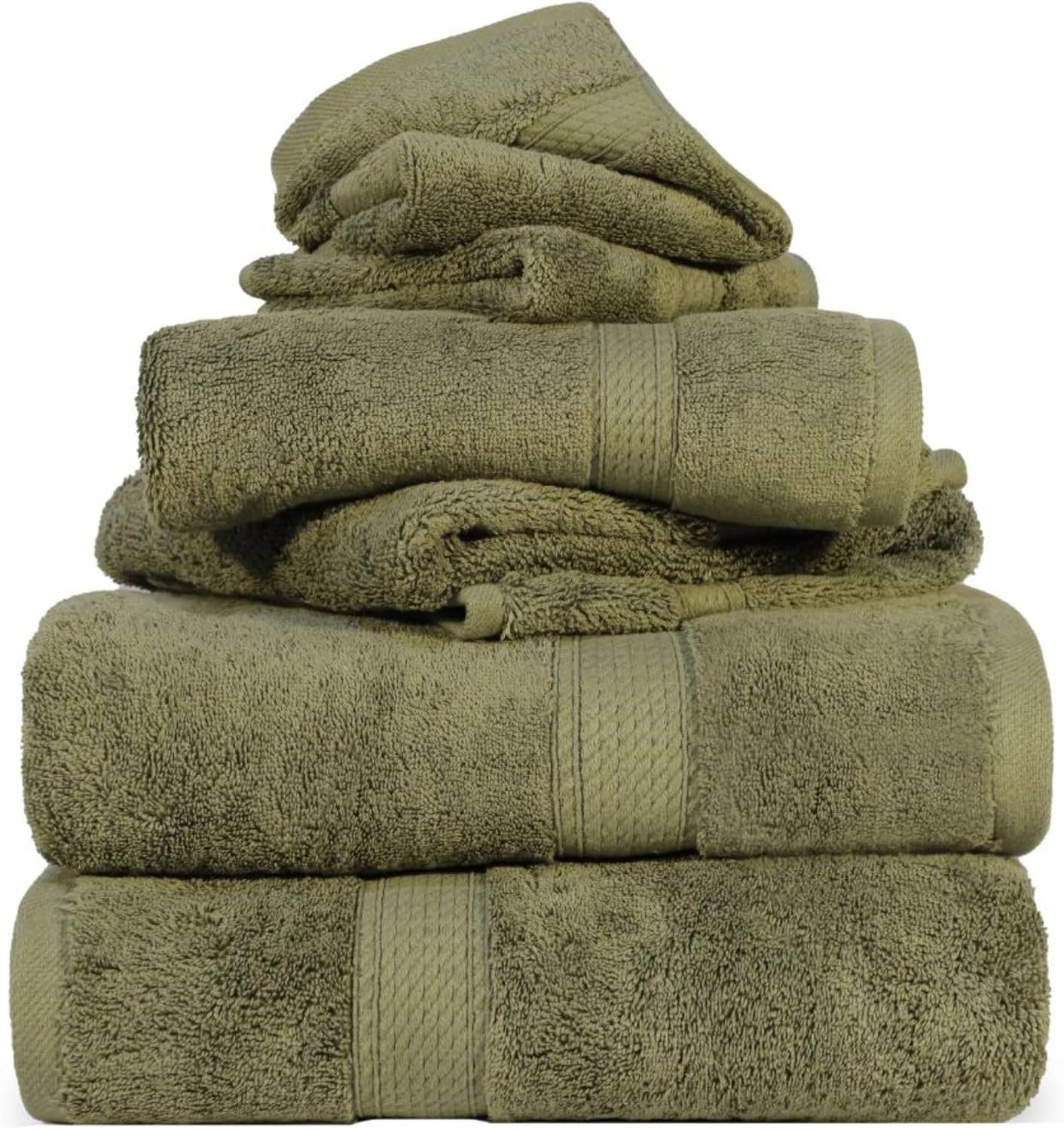 Superior 6-częściowy zestaw ręczników z bawełny egipskiej, 900 GSM, leśna zieleń