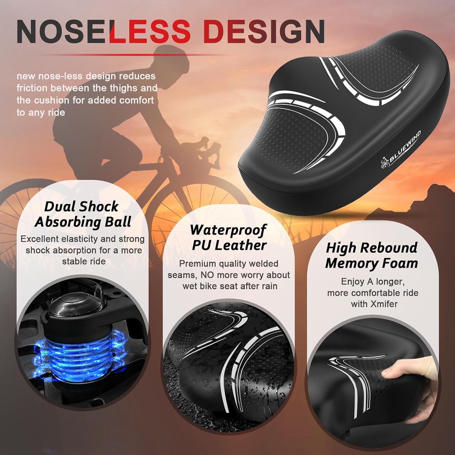 Detalle 2 de Bluewind Bike Seat with Microfiber Leather